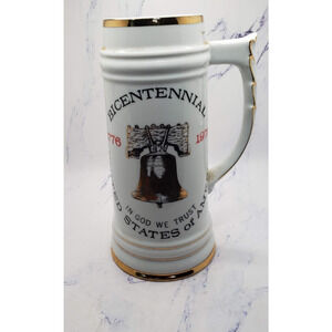 Bicentennial 1976 Beer Stein Vintage Americana Liberty Bell Viletta China